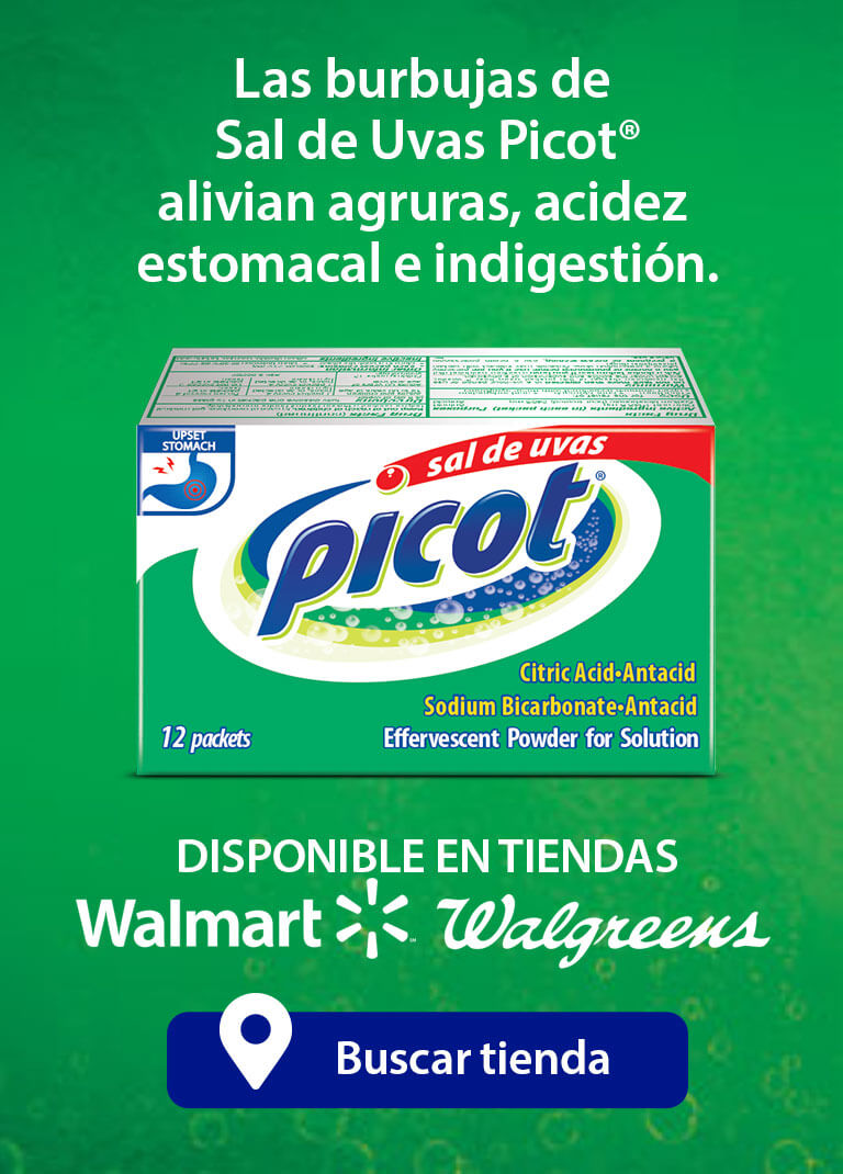 Las burbujas de Sal de Uvas Picot® alivian agruras, acidez estomacal e indigestión.